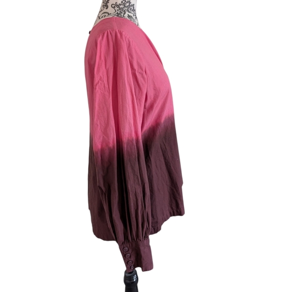 Anthropologie Porridge Dorothea Blouse Dainty Cottage Women M Retro Pink Dip Dye - Picture 4 of 11